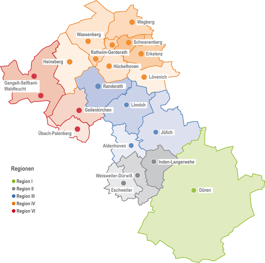 Regionen im Kirchenkreis Jülich