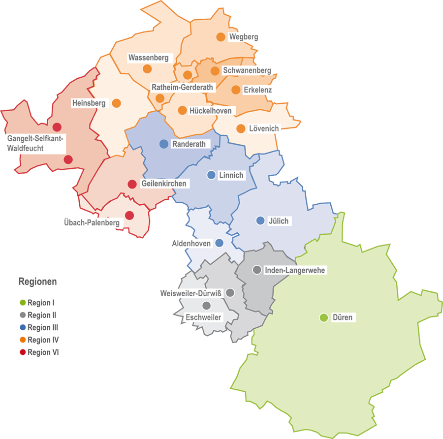 Regionen im Kirchenkreis Jülich